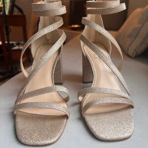 Matte Gold Sparkle Strappy Heels